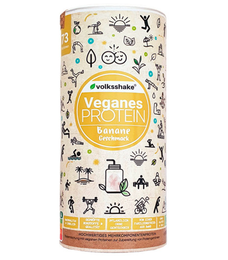 Rastlinske beljakovine (proteini) s sladili, okus banana, 1000 g Rastlinske beljakovine (proteini) s sladili, okus banana, 1000 g