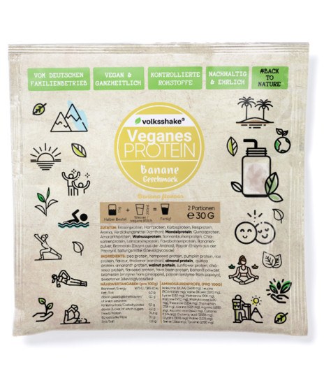 Rastlinske beljakovine (proteini) s sladili okus banana, tester, tester, 30 g Rastlinske beljakovine (proteini) s sladili okus banana, tester, tester, 30 g