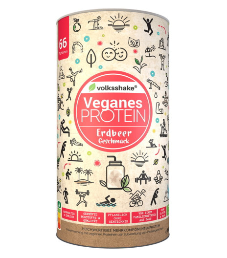 Rastlinske beljakovine (proteini) s sladili, okus jagoda, 1000 g Rastlinske beljakovine (proteini) s sladili, okus jagoda, 1000 g