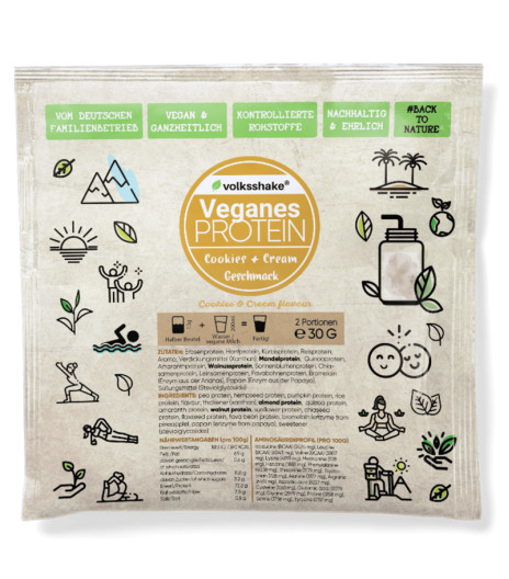 Rastlinske beljakovine (proteini) s sladili, okus piškotek, tester, 30 g Rastlinske beljakovine (proteini) s sladili, okus piškotek, tester, 30 g