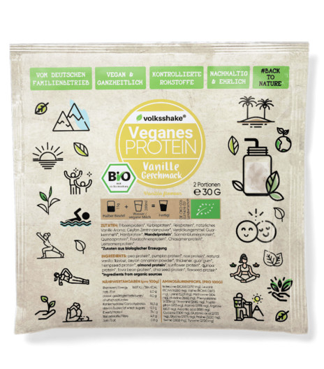 Rastlinske beljakovine (proteini), vanilija, bio, tester, 30 g